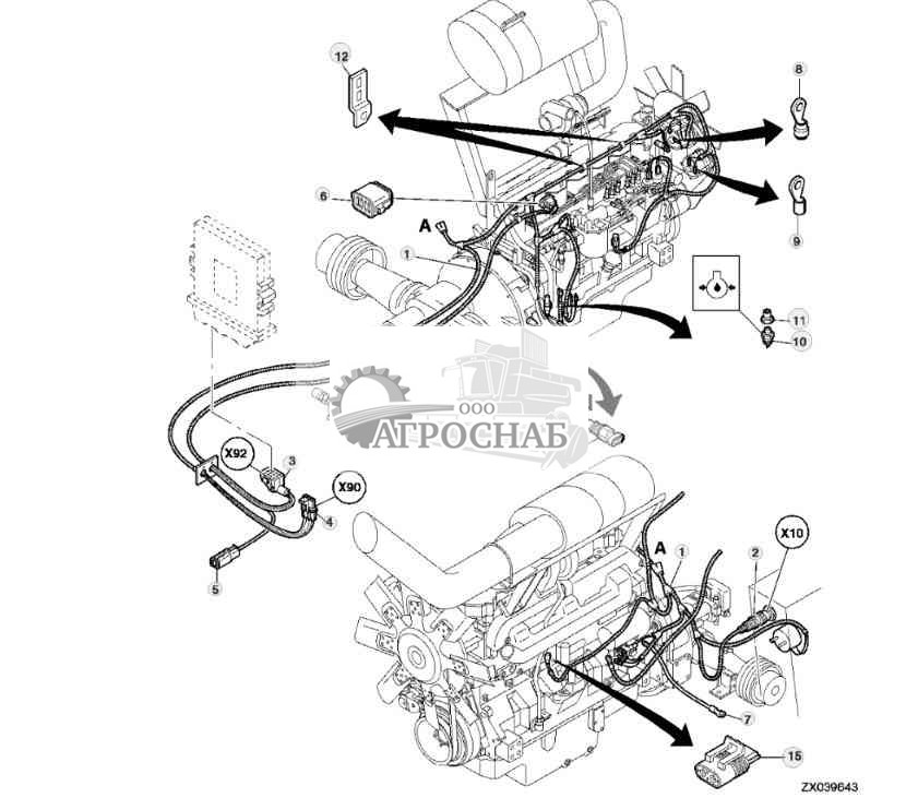 Жгут проводов двигателя, реле давления масла 